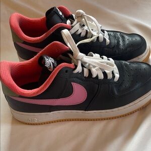 Nike Women’s Black Sneakers with Pink Swoosh and Coral Lining/Custom Made/